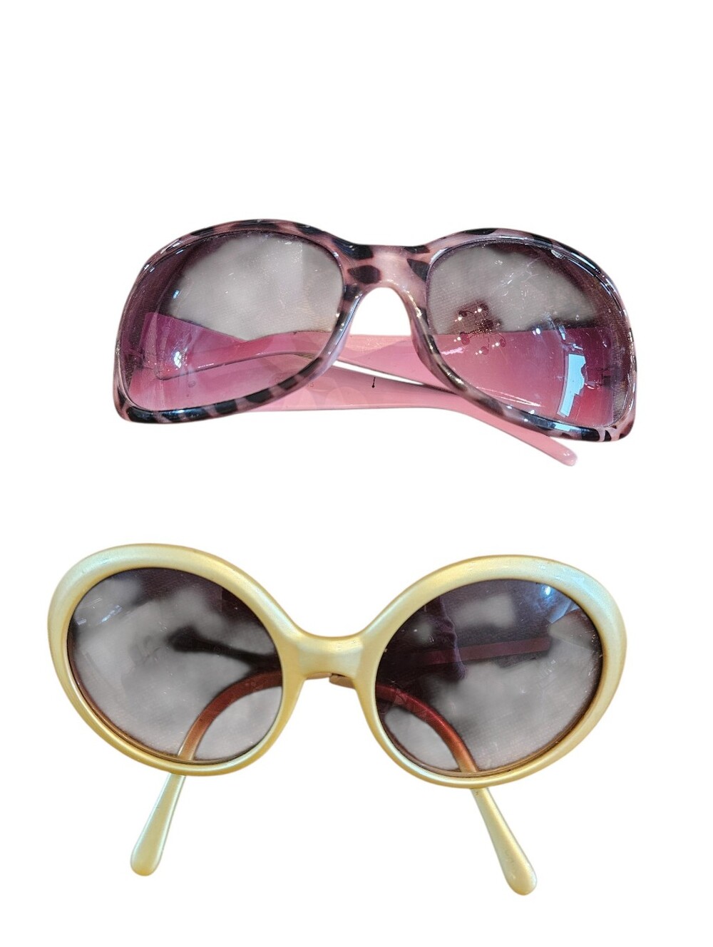 2 Pair Funny Sunglasses Tan And Pink Leopard